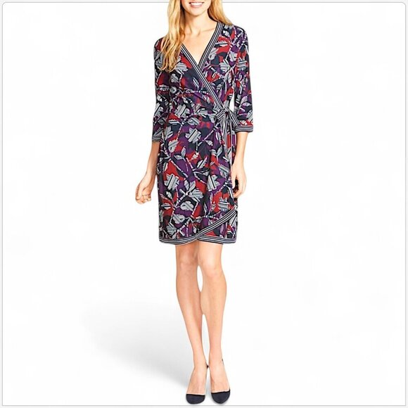 BCBGMaxazria BCBG Adele Garnet Print Wrap Style Jersey Stretch Dress New NWT XS - Picture 1 of 5